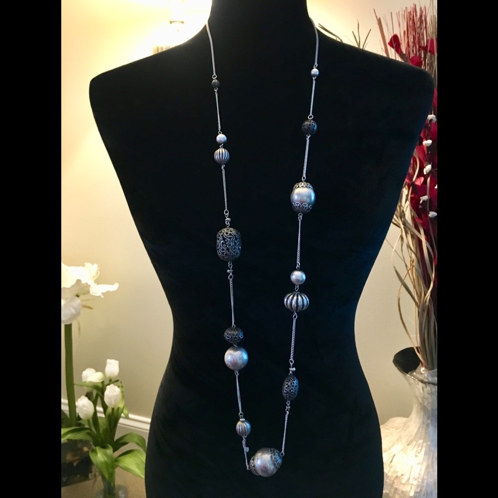 44” Silver/Gray Necklace